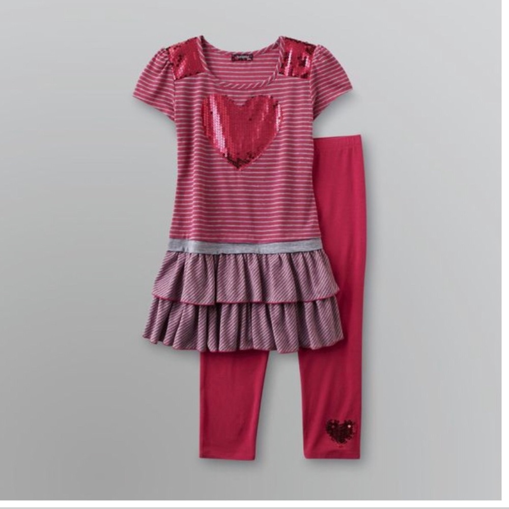 Tempted girl’s sequin tunic and leggings set pink